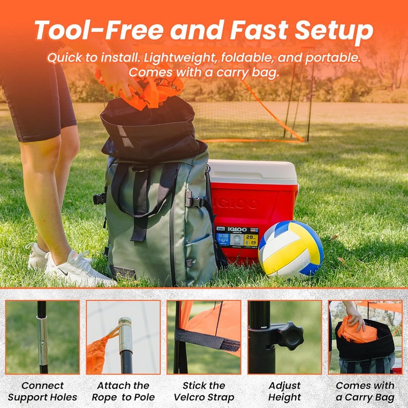 LABADRHO LBH® - Volleyball net for Backyard, Volleyball Training Equipment Outdoor & Indoor, Volleyball Practice Net, Trainer Equipment for Kids and Adult, Hitting Trainer nets rebounder - Image 5